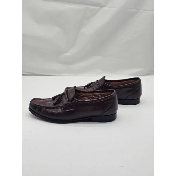 Oakton Classic Men Loafers 8.5 D Shoes Brown Leather Slip On Tassel Flats - Picture 6 of 13